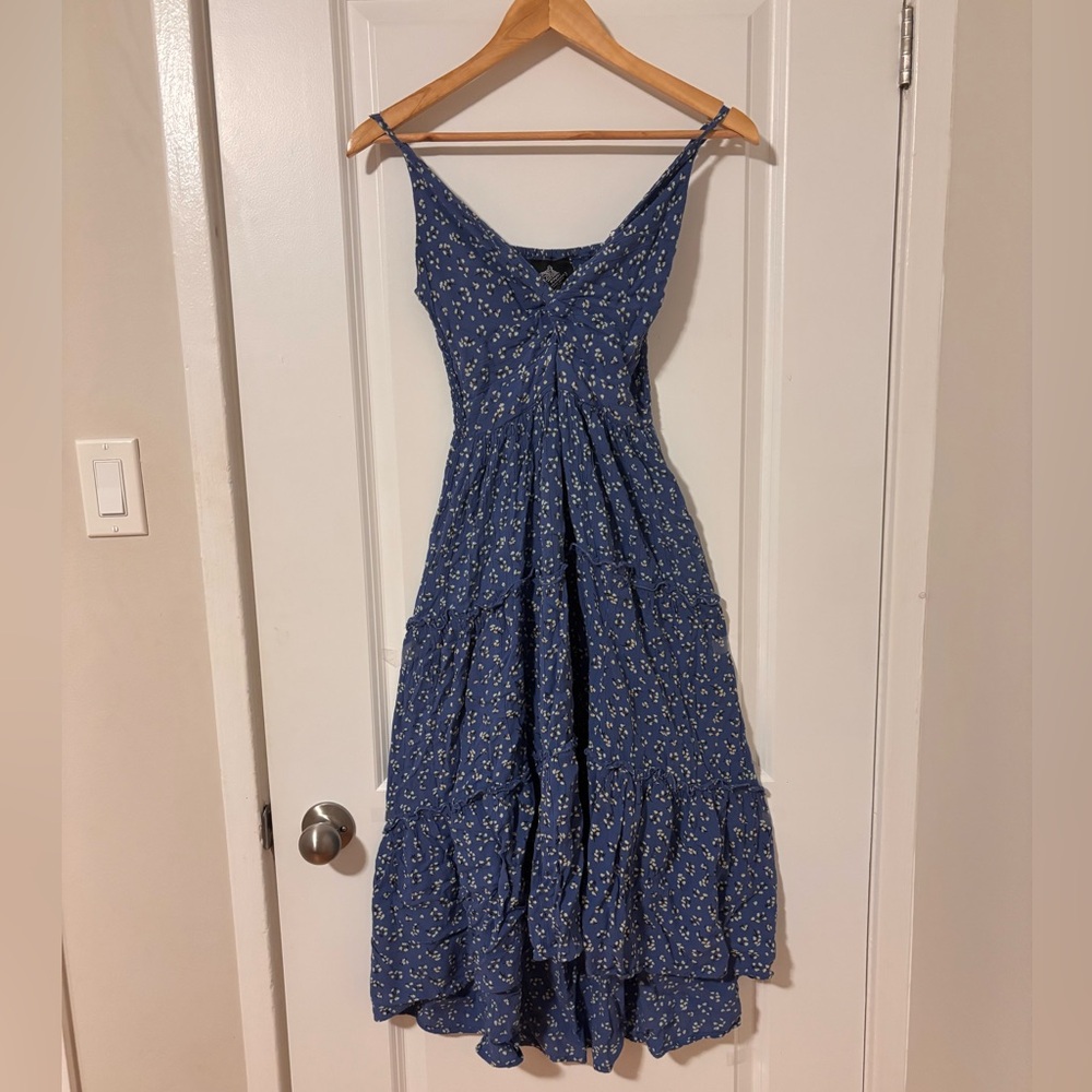 Blue Floral High Low Dress